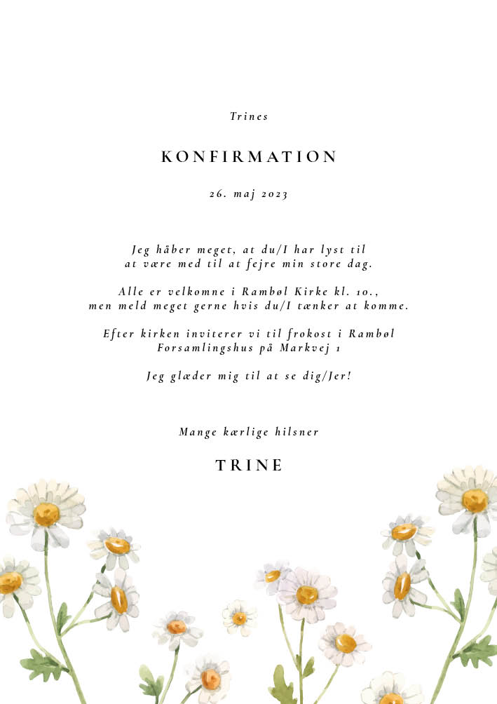 Invitationer - Trine Konfirmation